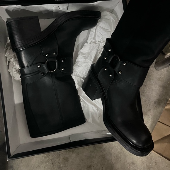 Black Leather Buckle Boots - Picture 2 of 4